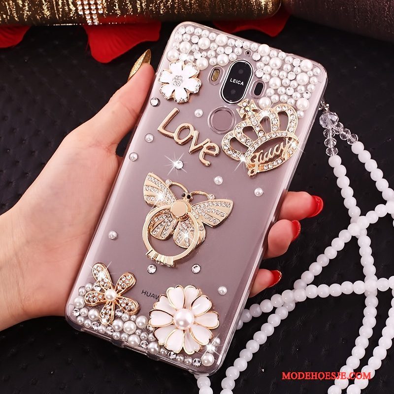 Hoesje Huawei Mate 10 Pro Strass Doorzichtig Rood, Hoes Huawei Mate 10 Pro Telefoon