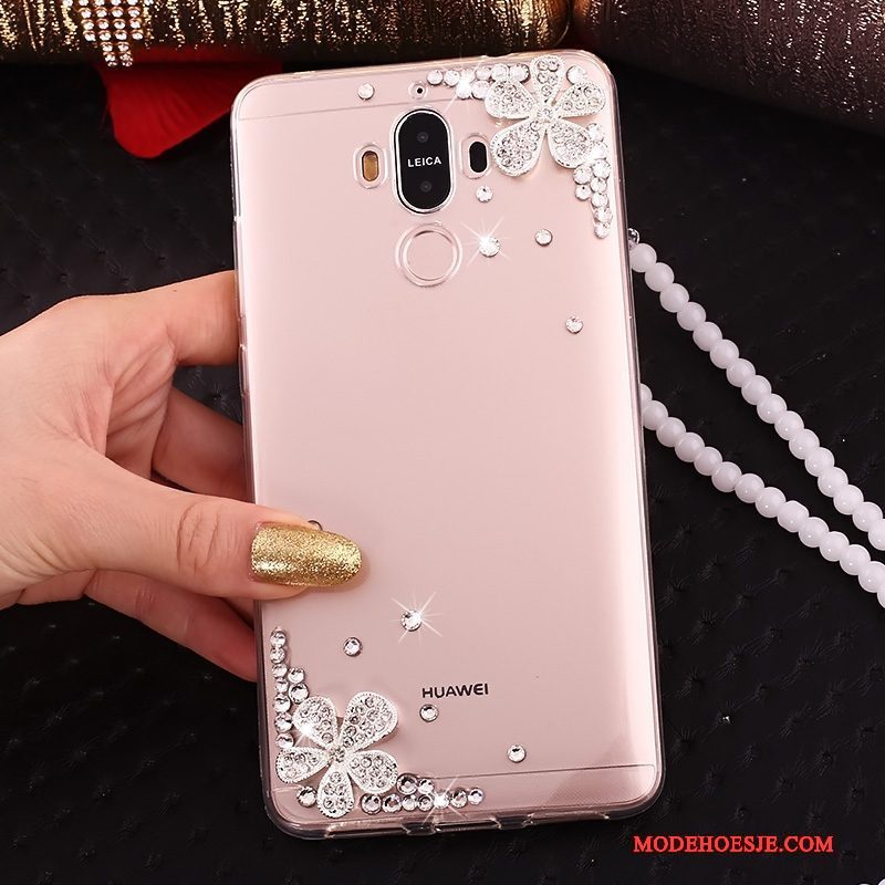 Hoesje Huawei Mate 10 Pro Strass Doorzichtig Rood, Hoes Huawei Mate 10 Pro Telefoon