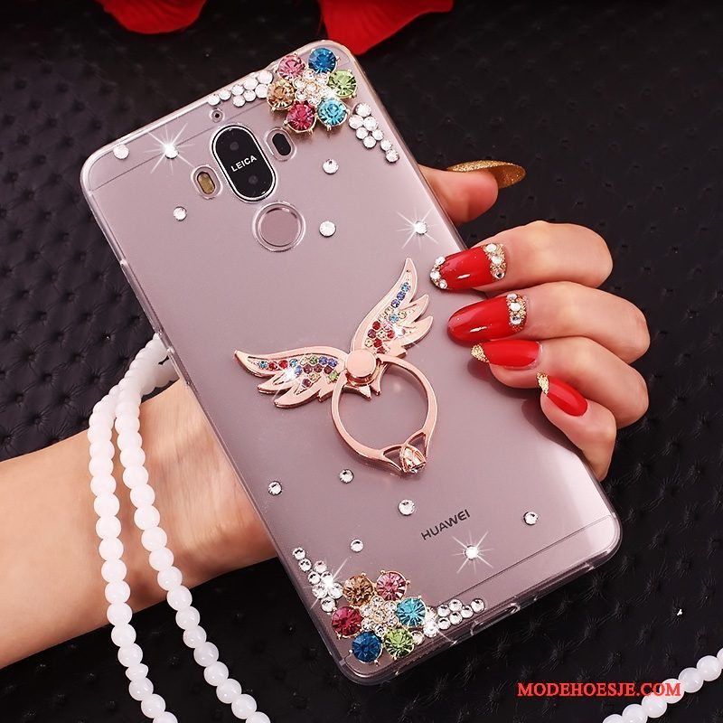 Hoesje Huawei Mate 10 Pro Strass Doorzichtig Rood, Hoes Huawei Mate 10 Pro Telefoon