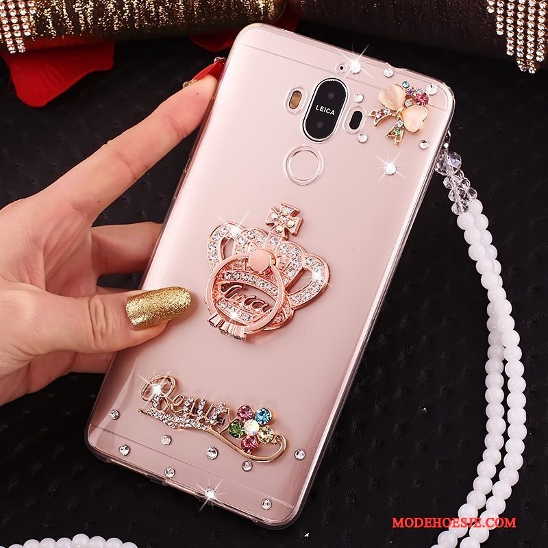 Hoesje Huawei Mate 10 Pro Strass Doorzichtig Rood, Hoes Huawei Mate 10 Pro Telefoon