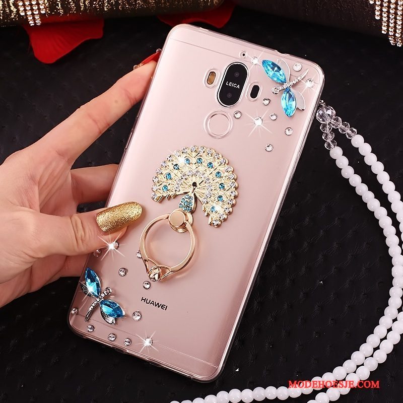 Hoesje Huawei Mate 10 Pro Strass Doorzichtig Rood, Hoes Huawei Mate 10 Pro Telefoon