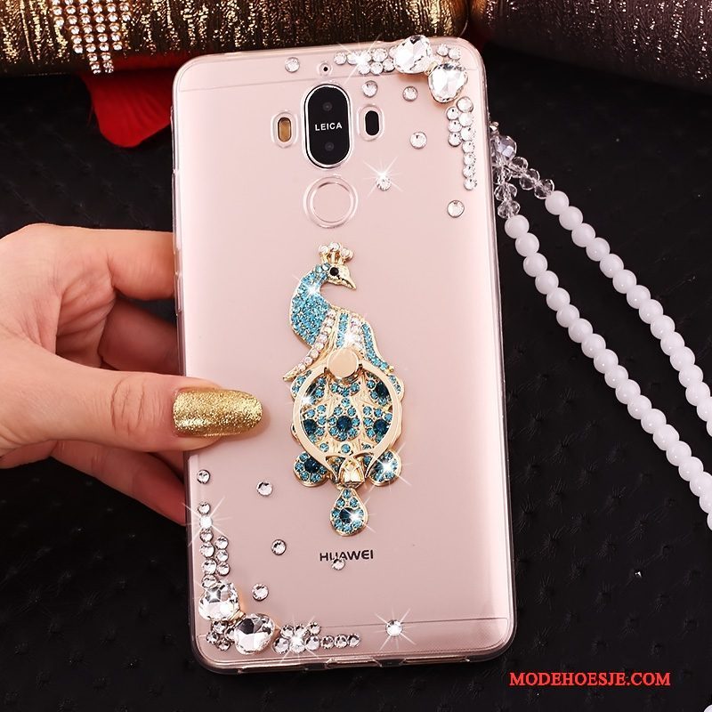 Hoesje Huawei Mate 10 Pro Strass Doorzichtig Rood, Hoes Huawei Mate 10 Pro Telefoon