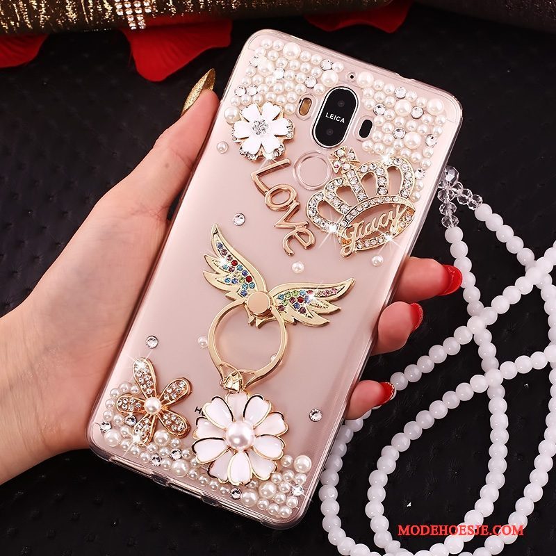 Hoesje Huawei Mate 10 Pro Strass Doorzichtig Rood, Hoes Huawei Mate 10 Pro Telefoon