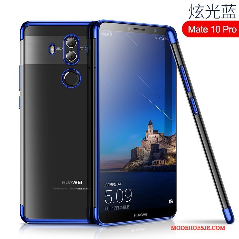 Hoesje Huawei Mate 10 Pro Zacht Telefoon Dun, Hoes Huawei Mate 10 Pro Siliconen Doorzichtig Blauw