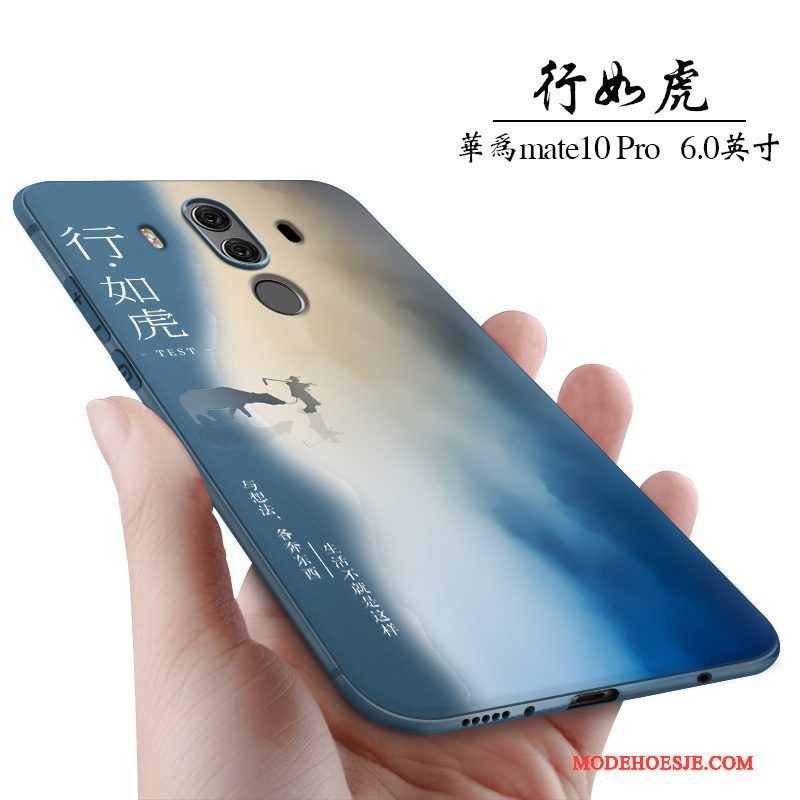 Hoesje Huawei Mate 10 Pro Zakken Anti-fall Donkerblauw, Hoes Huawei Mate 10 Pro Scheppend Persoonlijktelefoon