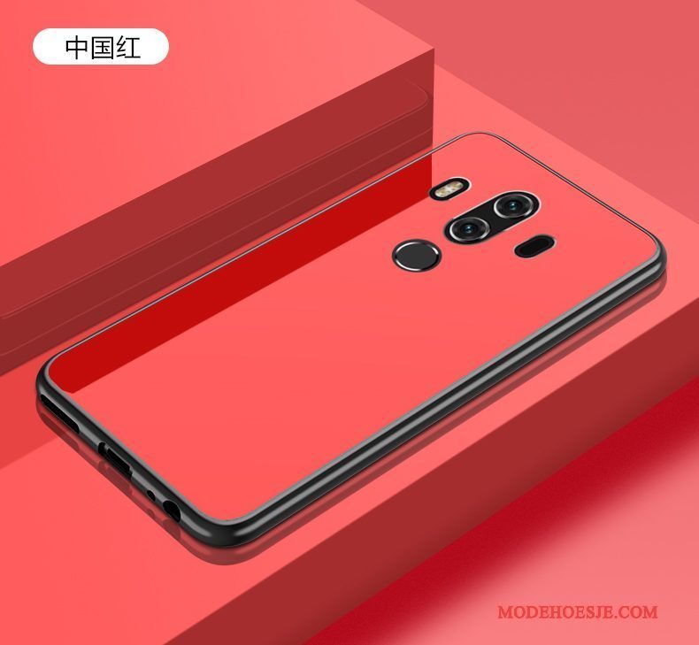 Hoesje Huawei Mate 10 Pro Zakken Glas Anti-fall, Hoes Huawei Mate 10 Pro Siliconen Rood Trend