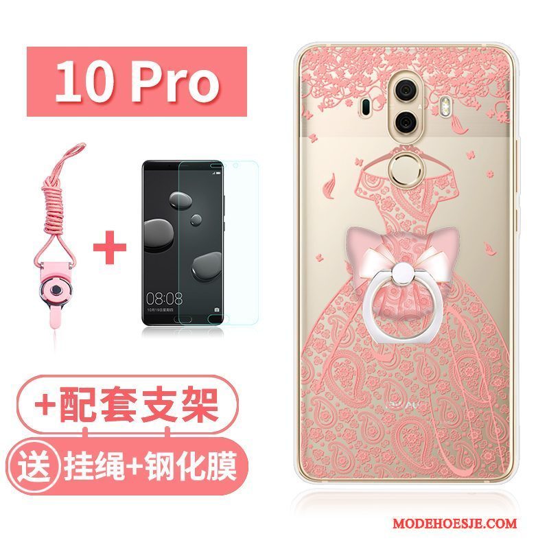 Hoesje Huawei Mate 10 Pro Zakken Konijn Roze, Hoes Huawei Mate 10 Pro Zacht Doorzichtigtelefoon