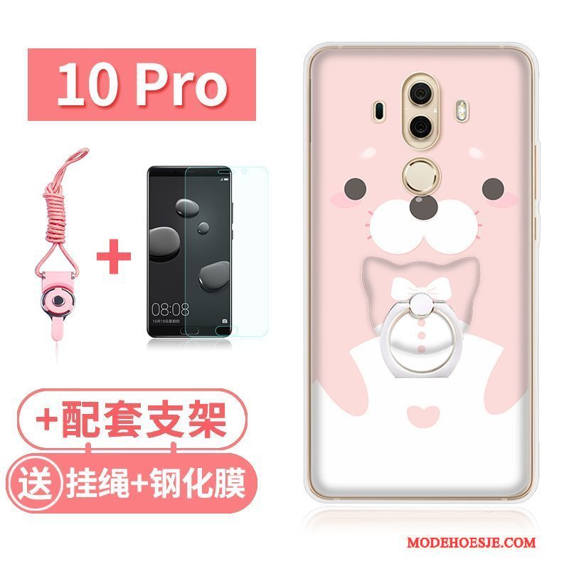 Hoesje Huawei Mate 10 Pro Zakken Konijn Roze, Hoes Huawei Mate 10 Pro Zacht Doorzichtigtelefoon