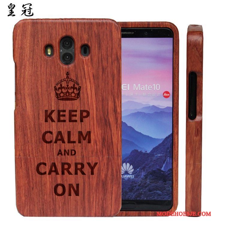 Hoesje Huawei Mate 10 Reliëf Hardtelefoon, Hoes Huawei Mate 10 Hout Massief Hout Pas