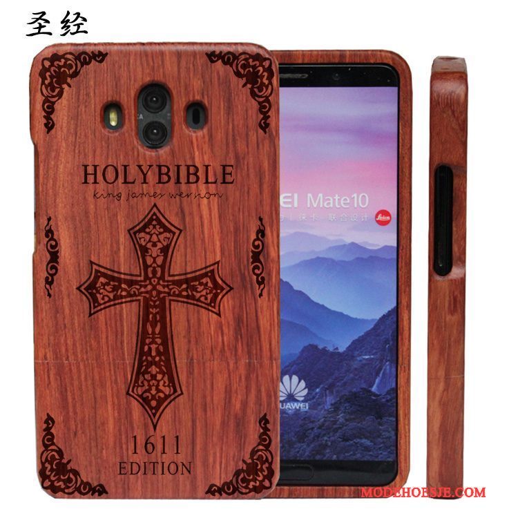 Hoesje Huawei Mate 10 Reliëf Hardtelefoon, Hoes Huawei Mate 10 Hout Massief Hout Pas