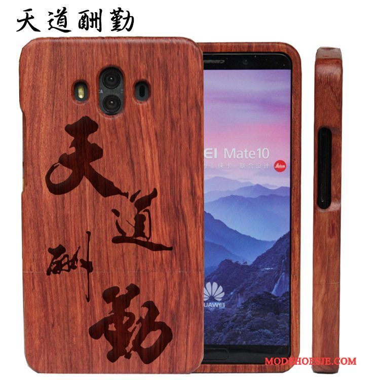 Hoesje Huawei Mate 10 Reliëf Hardtelefoon, Hoes Huawei Mate 10 Hout Massief Hout Pas