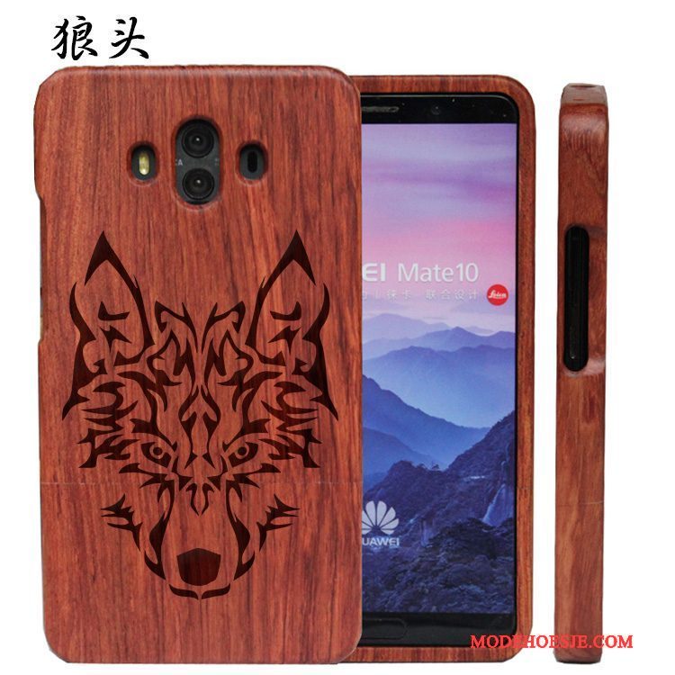 Hoesje Huawei Mate 10 Reliëf Hardtelefoon, Hoes Huawei Mate 10 Hout Massief Hout Pas