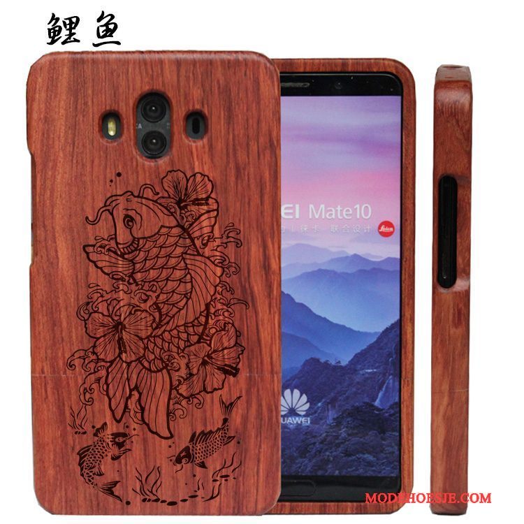 Hoesje Huawei Mate 10 Reliëf Hardtelefoon, Hoes Huawei Mate 10 Hout Massief Hout Pas