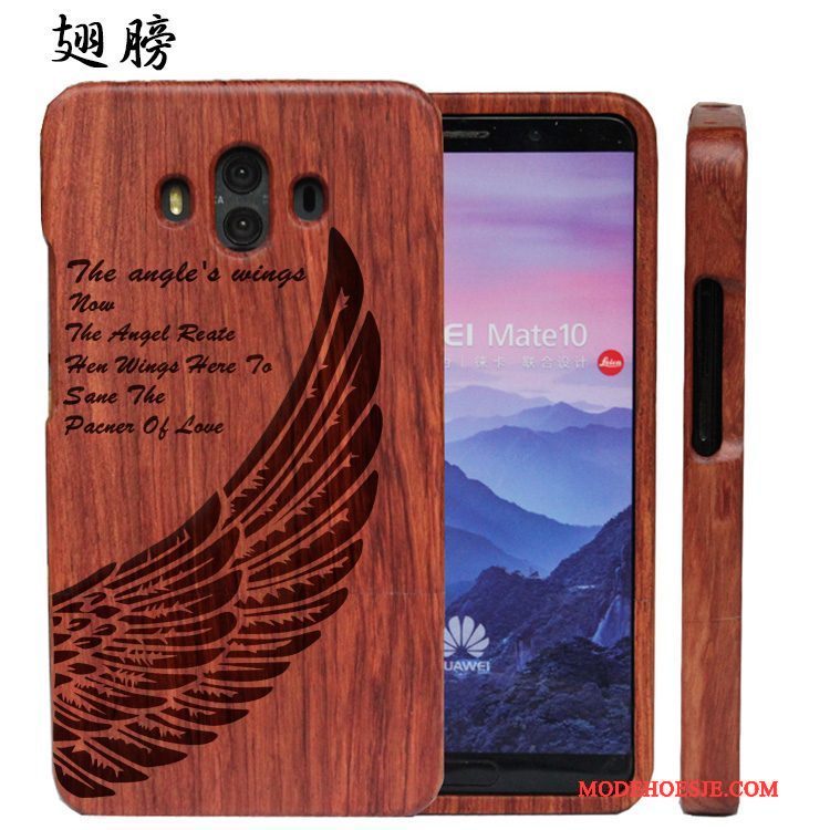 Hoesje Huawei Mate 10 Reliëf Hardtelefoon, Hoes Huawei Mate 10 Hout Massief Hout Pas