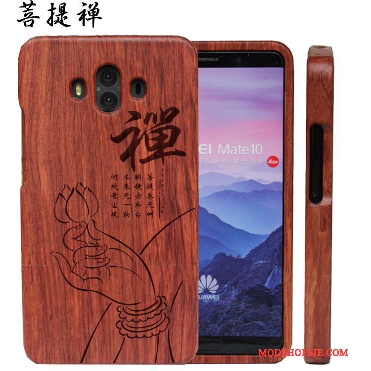 Hoesje Huawei Mate 10 Reliëf Hardtelefoon, Hoes Huawei Mate 10 Hout Massief Hout Pas