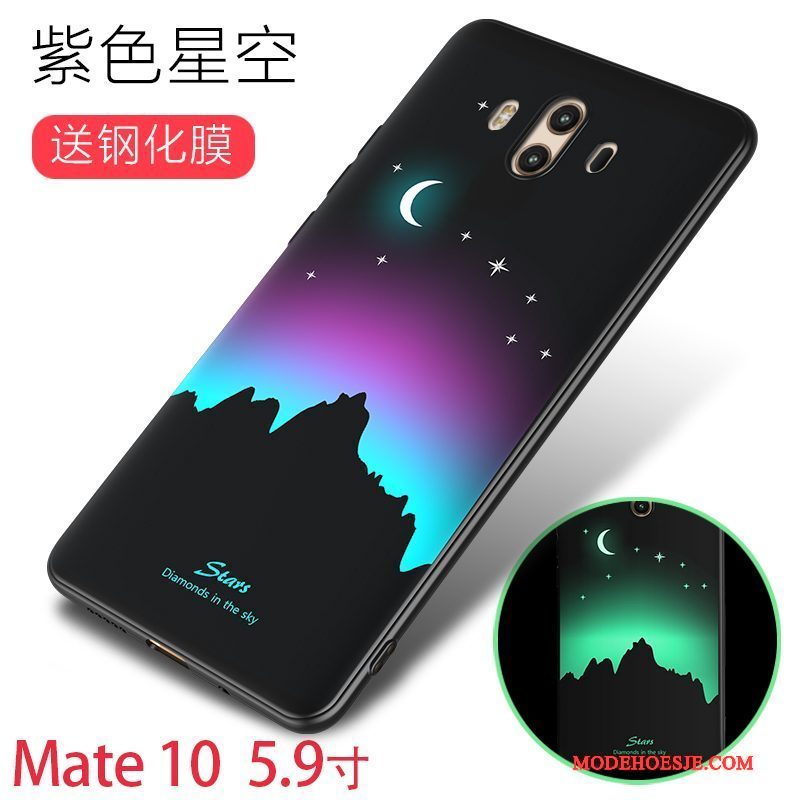 Hoesje Huawei Mate 10 Scheppend Telefoon Anti-fall, Hoes Huawei Mate 10 Siliconen Groen Lichtende