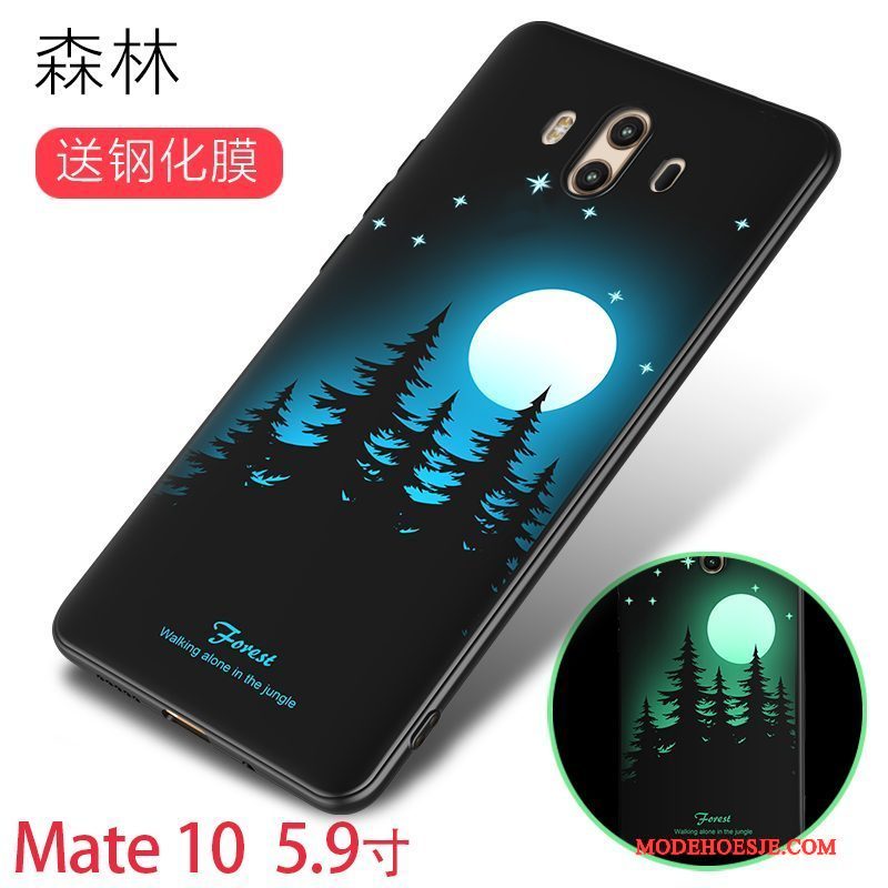 Hoesje Huawei Mate 10 Scheppend Telefoon Anti-fall, Hoes Huawei Mate 10 Siliconen Groen Lichtende