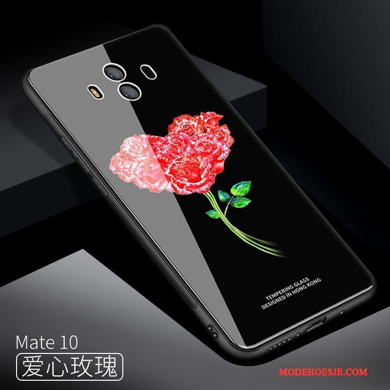 Hoesje Huawei Mate 10 Siliconen Telefoon Rood, Hoes Huawei Mate 10 Zakken Glas Anti-fall