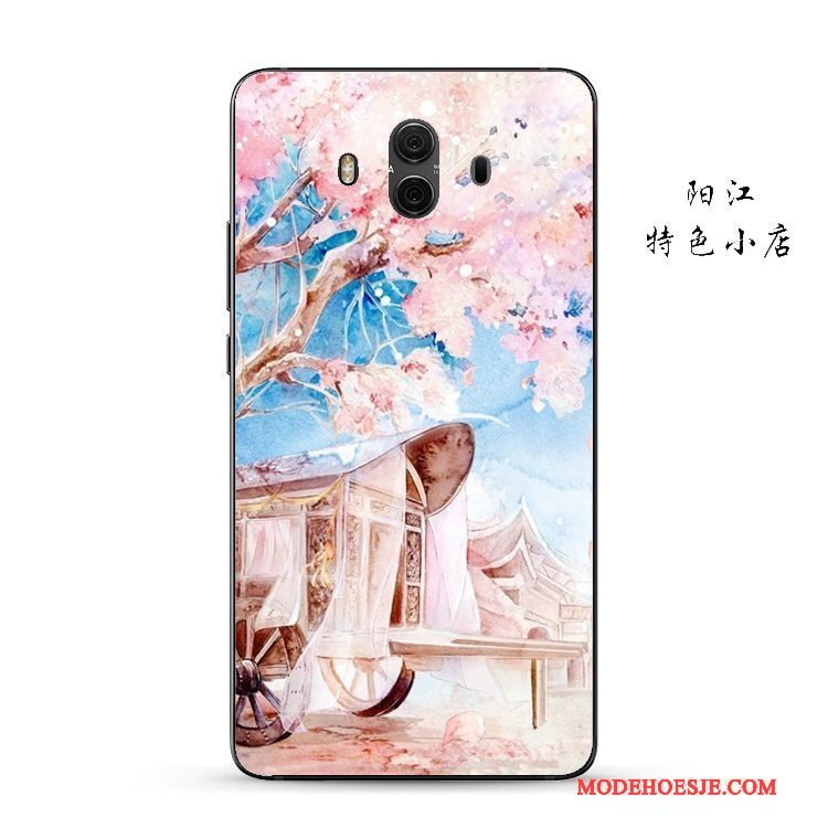 Hoesje Huawei Mate 10 Vintage Telefoon Roze, Hoes Huawei Mate 10 Siliconen Anti-fall Vogel