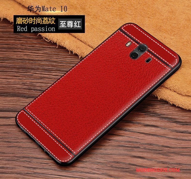 Hoesje Huawei Mate 10 Zacht Anti-falltelefoon, Hoes Huawei Mate 10 Leer Rood