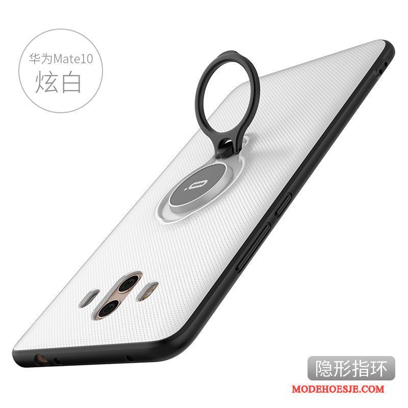 Hoesje Huawei Mate 10 Zacht Klittenbandtelefoon, Hoes Huawei Mate 10 Zakken Anti-fall Zwart