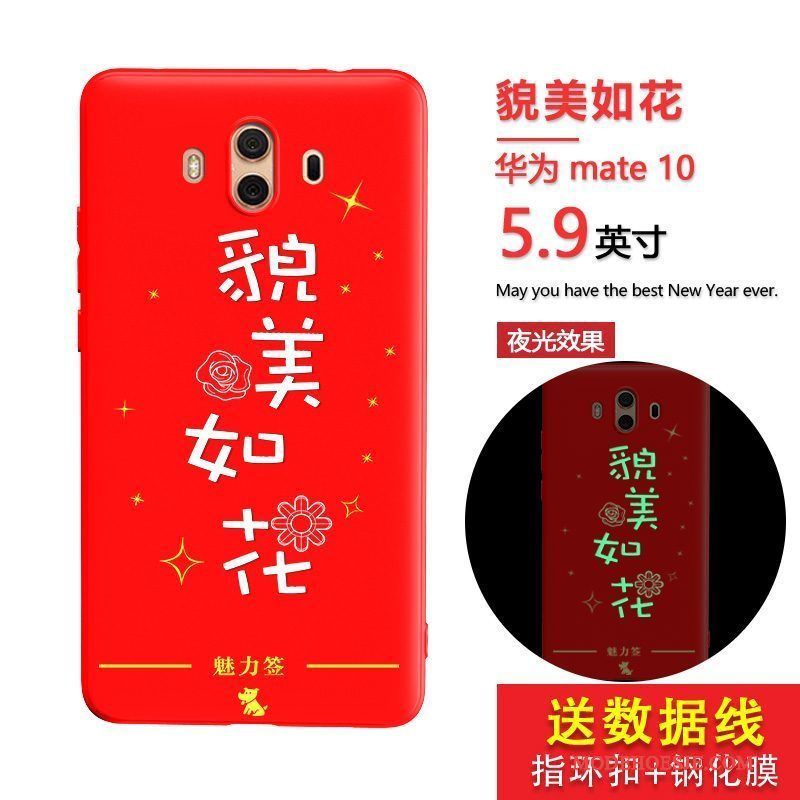 Hoesje Huawei Mate 10 Zakken Lichtende Persoonlijk, Hoes Huawei Mate 10 Siliconen Telefoon Rood