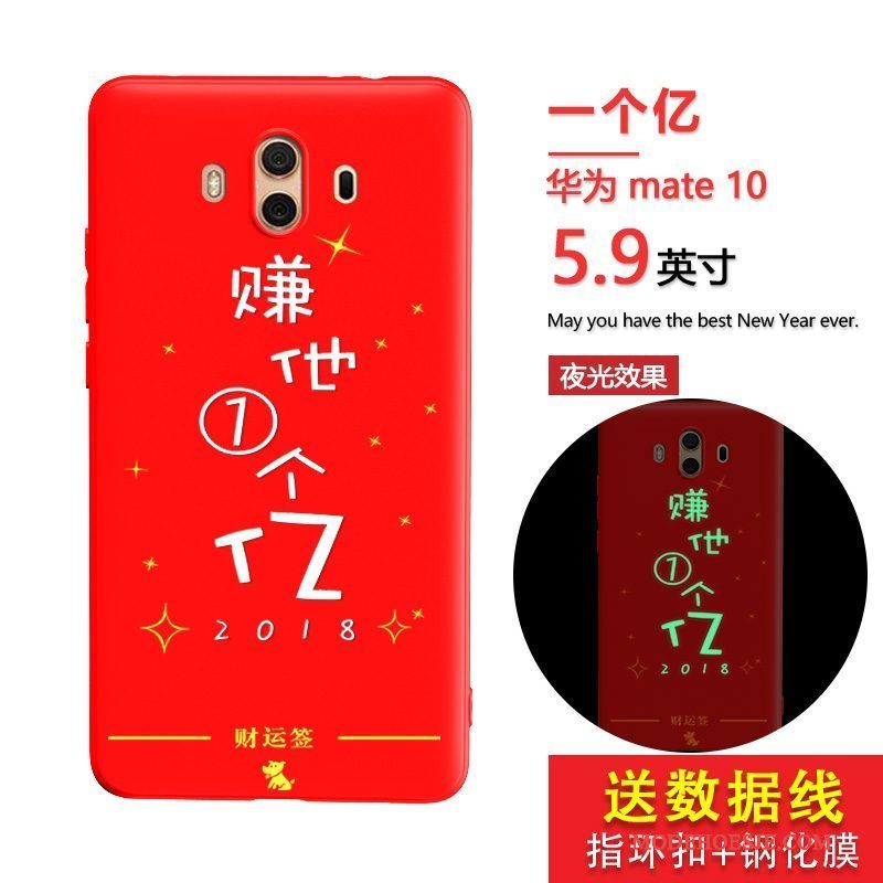 Hoesje Huawei Mate 10 Zakken Lichtende Persoonlijk, Hoes Huawei Mate 10 Siliconen Telefoon Rood