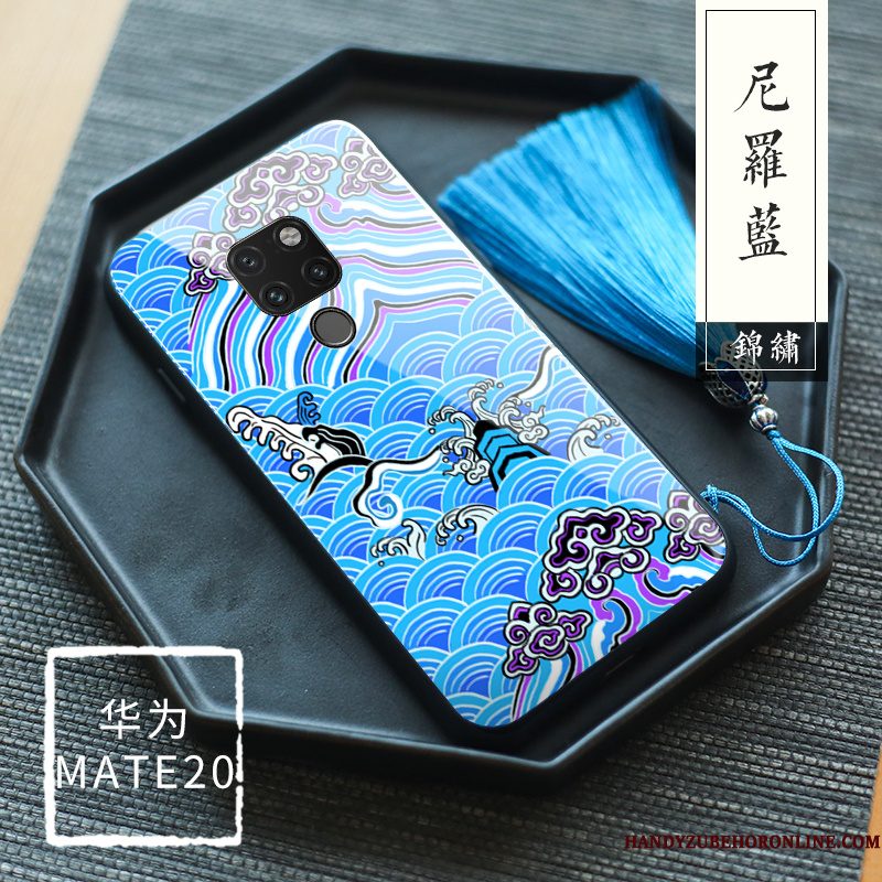 Hoesje Huawei Mate 20 Bloemen Nieuw Wind, Hoes Huawei Mate 20 Siliconen Original Blauw