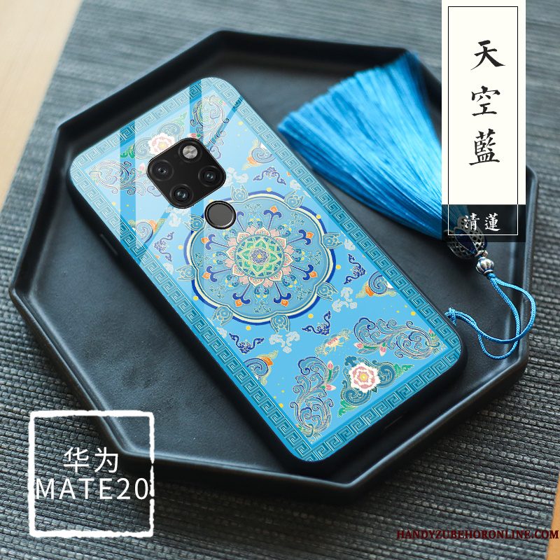 Hoesje Huawei Mate 20 Bloemen Nieuw Wind, Hoes Huawei Mate 20 Siliconen Original Blauw