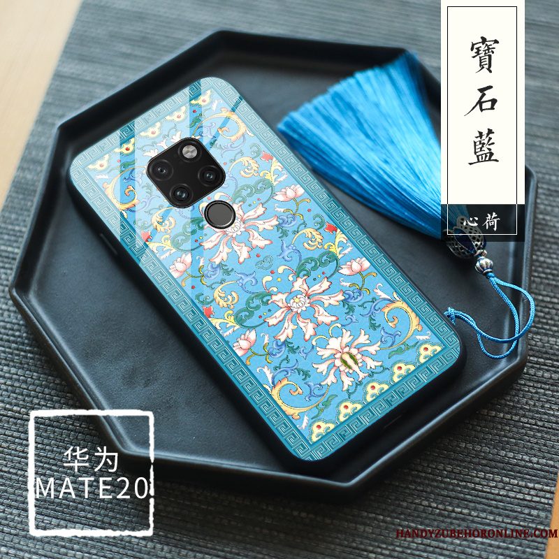 Hoesje Huawei Mate 20 Bloemen Nieuw Wind, Hoes Huawei Mate 20 Siliconen Original Blauw