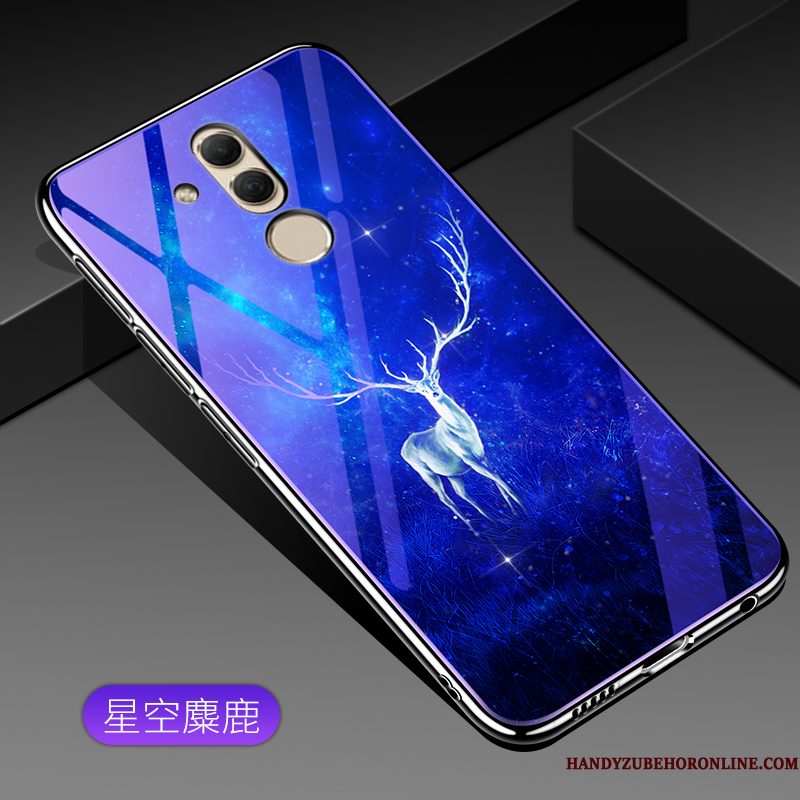 Hoesje Huawei Mate 20 Lite Zacht Glastelefoon, Hoes Huawei Mate 20 Lite Bescherming Anti-fall Blauw