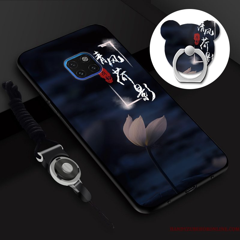 Hoesje Huawei Mate 20 Rs Siliconen Hanger Tempereren, Hoes Huawei Mate 20 Rs Zacht Skärmskydd Blauw