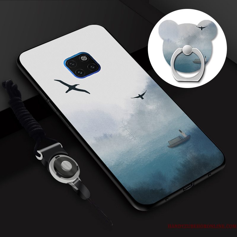 Hoesje Huawei Mate 20 Rs Siliconen Hanger Tempereren, Hoes Huawei Mate 20 Rs Zacht Skärmskydd Blauw