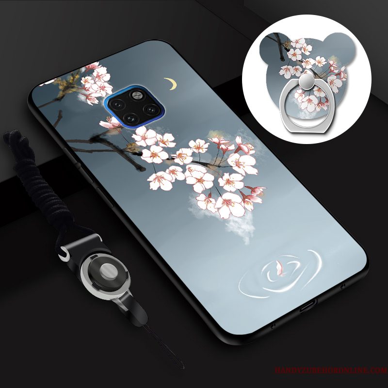 Hoesje Huawei Mate 20 Rs Siliconen Hanger Tempereren, Hoes Huawei Mate 20 Rs Zacht Skärmskydd Blauw