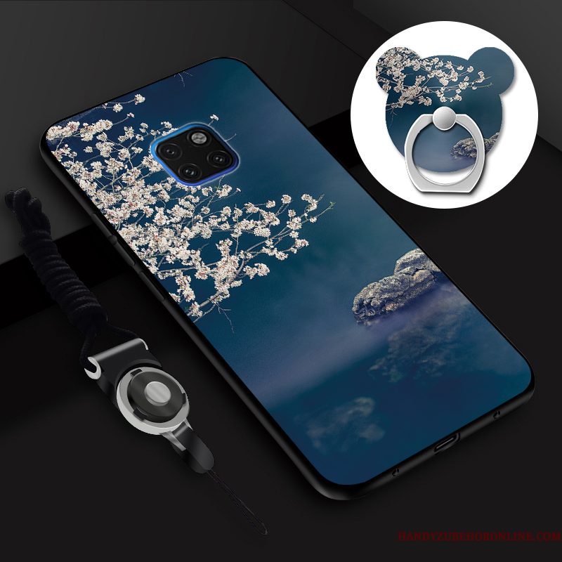 Hoesje Huawei Mate 20 Rs Siliconen Hanger Tempereren, Hoes Huawei Mate 20 Rs Zacht Skärmskydd Blauw