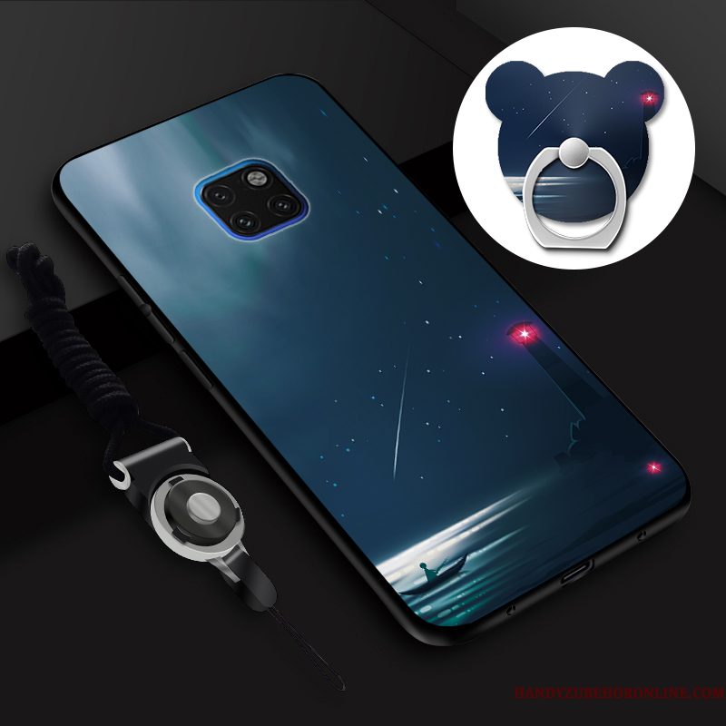 Hoesje Huawei Mate 20 Rs Siliconen Hanger Tempereren, Hoes Huawei Mate 20 Rs Zacht Skärmskydd Blauw