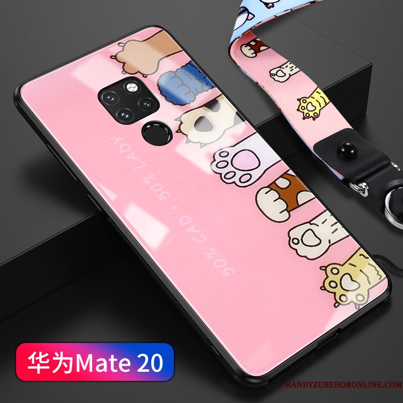 Hoesje Huawei Mate 20 Siliconen Persoonlijk Glas, Hoes Huawei Mate 20 Bescherming Anti-fall Roze