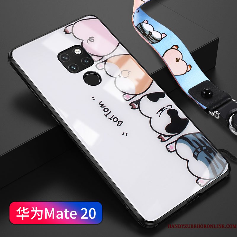 Hoesje Huawei Mate 20 Siliconen Persoonlijk Glas, Hoes Huawei Mate 20 Bescherming Anti-fall Roze