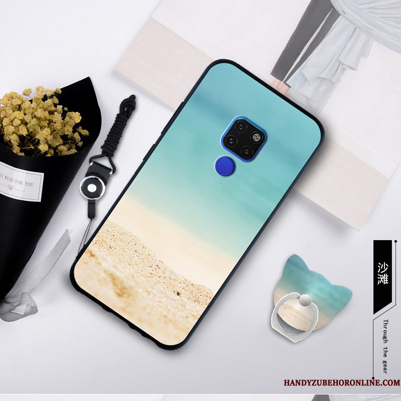 Hoesje Huawei Mate 20 X Geschilderd Hangertelefoon, Hoes Huawei Mate 20 X Zacht Blauw Anti-fall