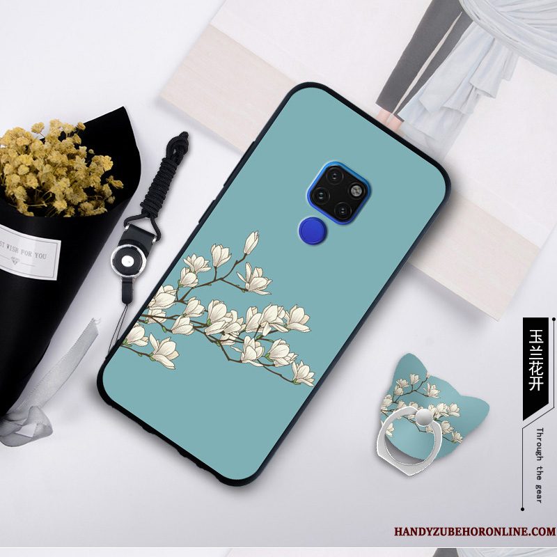 Hoesje Huawei Mate 20 X Geschilderd Hangertelefoon, Hoes Huawei Mate 20 X Zacht Blauw Anti-fall