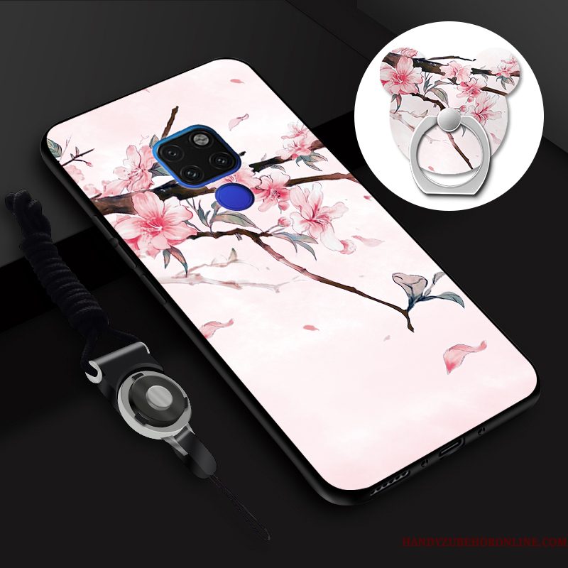 Hoesje Huawei Mate 20 X Zacht Telefoon Hanger, Hoes Huawei Mate 20 X Geschilderd Roze