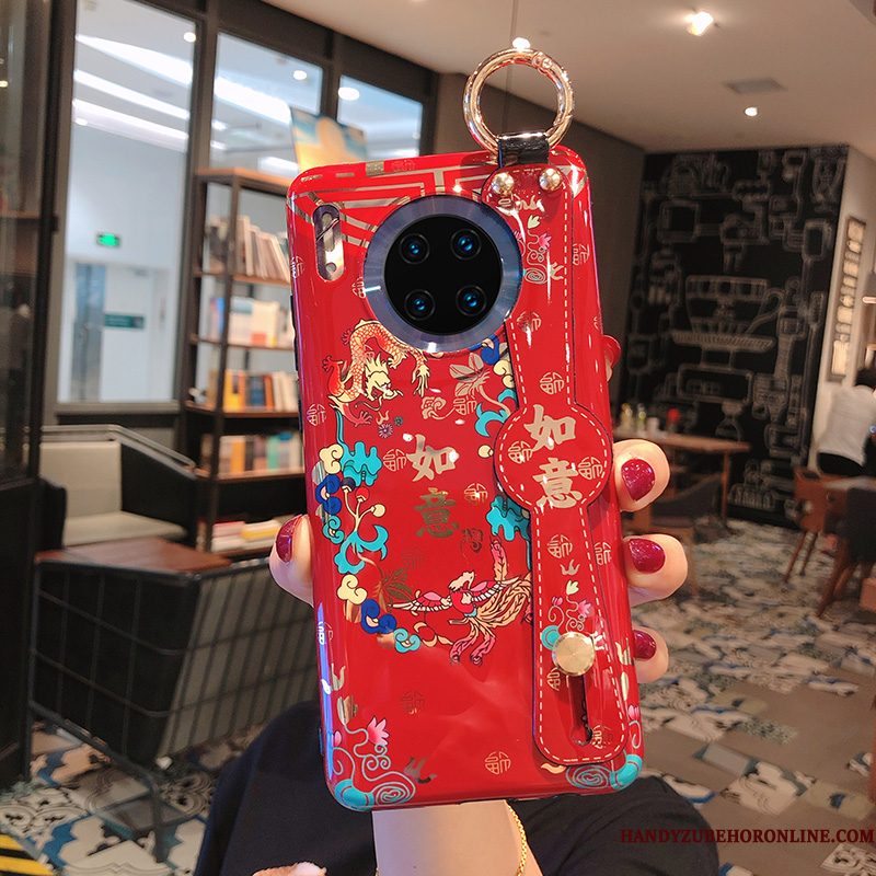 Hoesje Huawei Mate 30 Bescherming Net Redtelefoon, Hoes Huawei Mate 30 Zacht Anti-fall Dragon Patroon