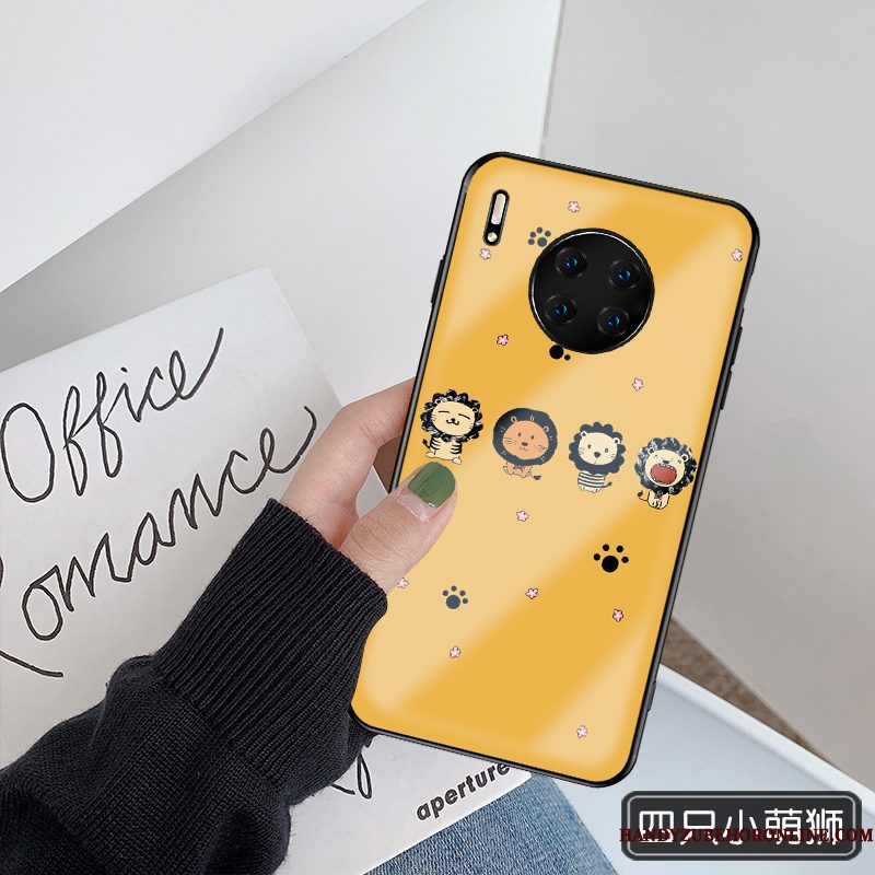 Hoesje Huawei Mate 30 Bescherming Telefoon Wit, Hoes Huawei Mate 30 Zakken Spiegel Trendy Merk