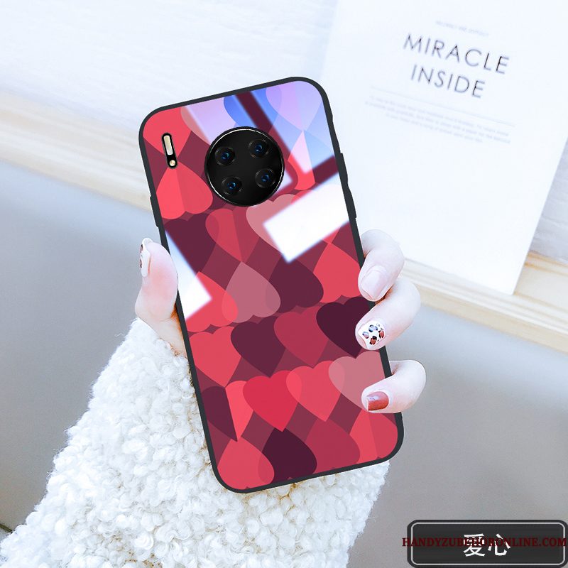 Hoesje Huawei Mate 30 Bescherming Telefoon Wit, Hoes Huawei Mate 30 Zakken Spiegel Trendy Merk