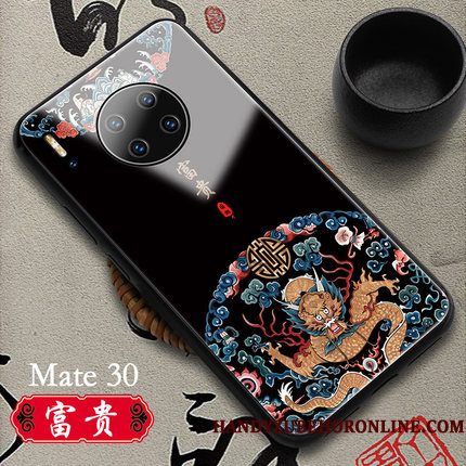 Hoesje Huawei Mate 30 Glas Chinese Stijl, Hoes Huawei Mate 30 Echte Wit