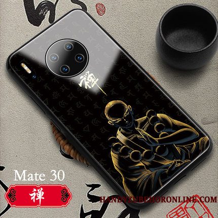 Hoesje Huawei Mate 30 Glas Chinese Stijl, Hoes Huawei Mate 30 Echte Wit