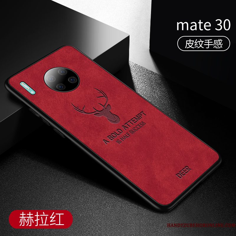 Hoesje Huawei Mate 30 Leer Telefoon Trendy Merk, Hoes Huawei Mate 30 Bescherming Dun Blauw