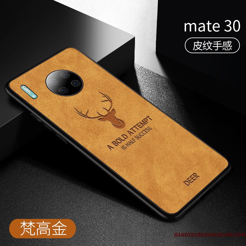 Hoesje Huawei Mate 30 Leer Telefoon Trendy Merk, Hoes Huawei Mate 30 Bescherming Dun Blauw