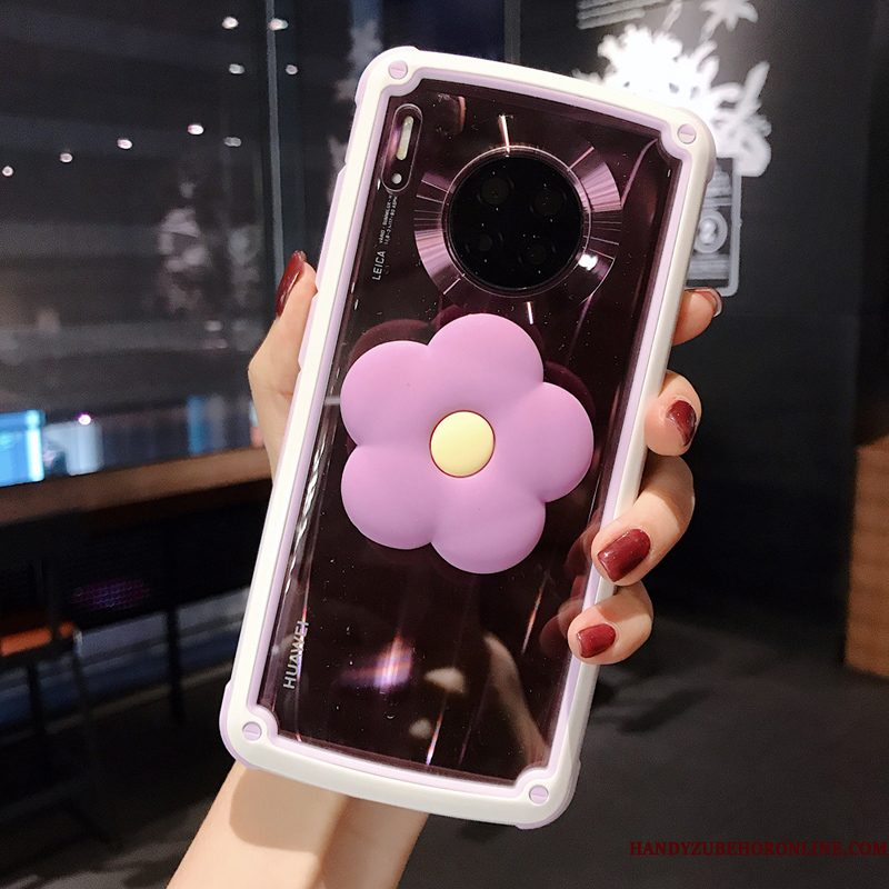 Hoesje Huawei Mate 30 Ondersteuning Eenvoudige Hard, Hoes Huawei Mate 30 Bloemen Roze