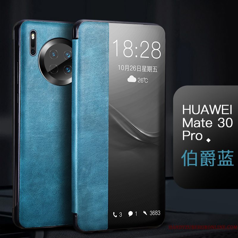 Hoesje Huawei Mate 30 Pro Folio Anti-falltelefoon, Hoes Huawei Mate 30 Pro Leer Nieuw Koe